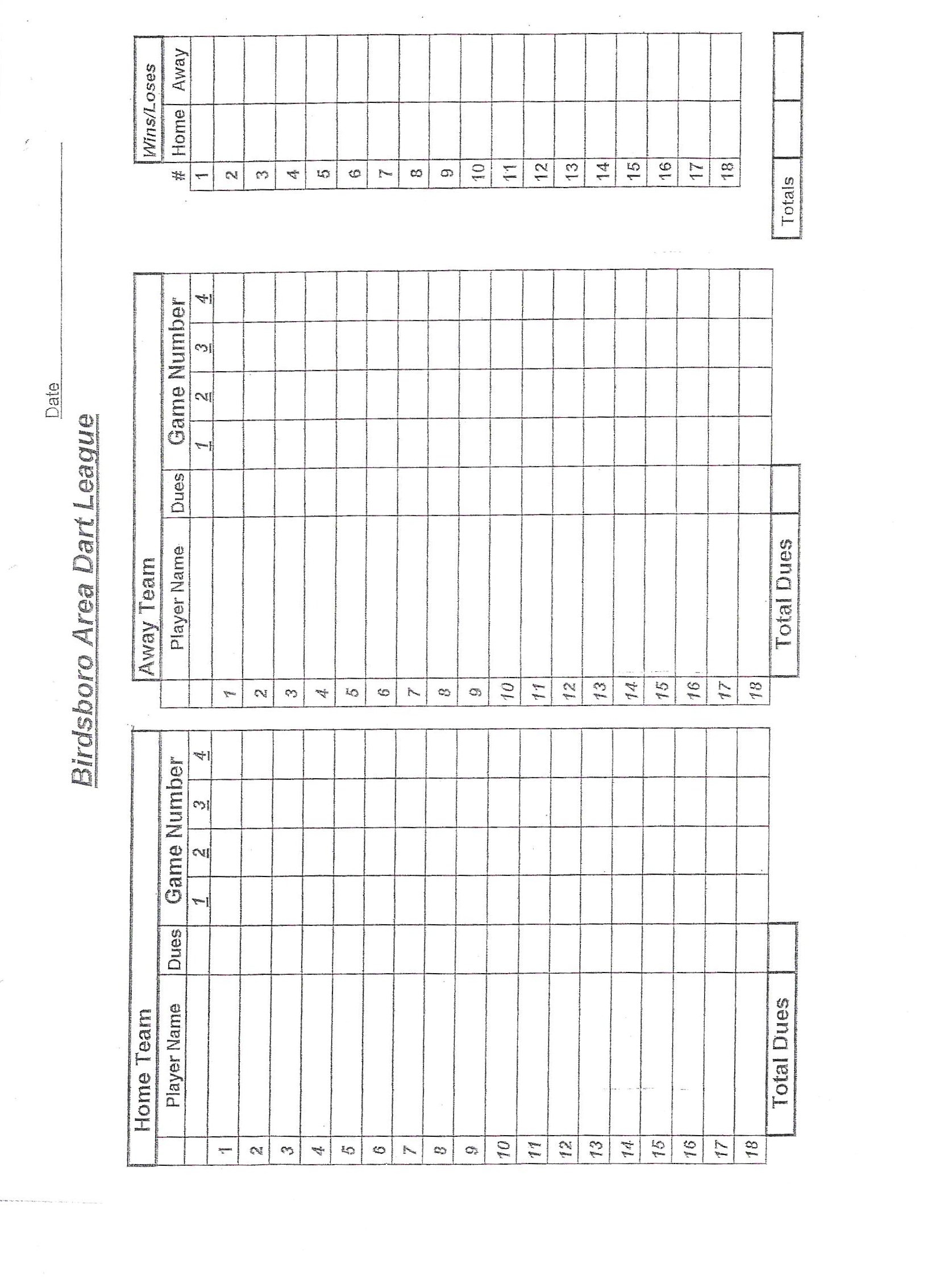 darts score sheet template